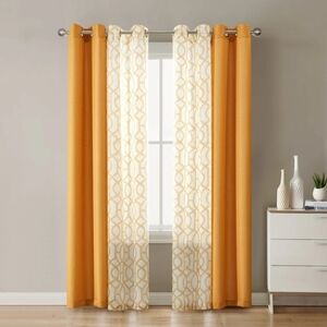 Mainstays Kingswood Solid and Printed Sheer Grommet Curtain Panel 12 pieces